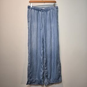 Cloth & Stone Women's Chambray Casual Loose Fit Wide Leg Pants Small